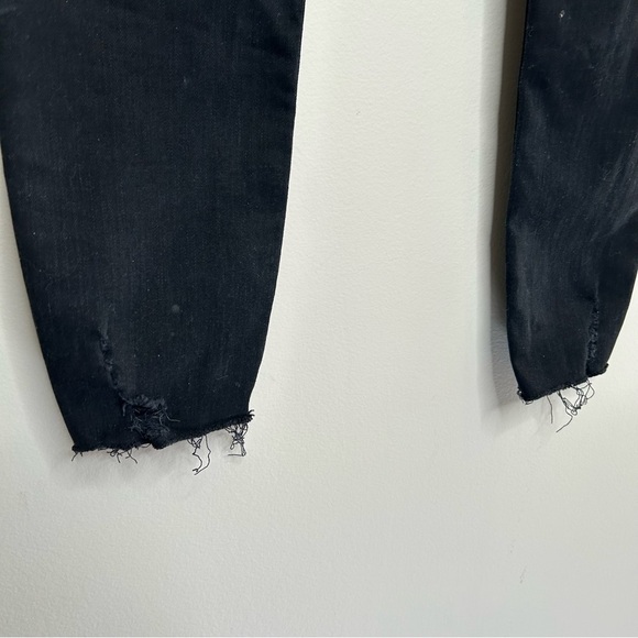 Free People High Rise Stretch Skinny Distressed Jeans Raw Hem Black Size 28 - Picture 10 of 11